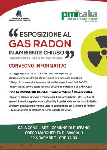 ESPOSIZIONE AL GAS RADON IN AMBIENTE CHIUSO - CONVEGNO INFORMATIVO